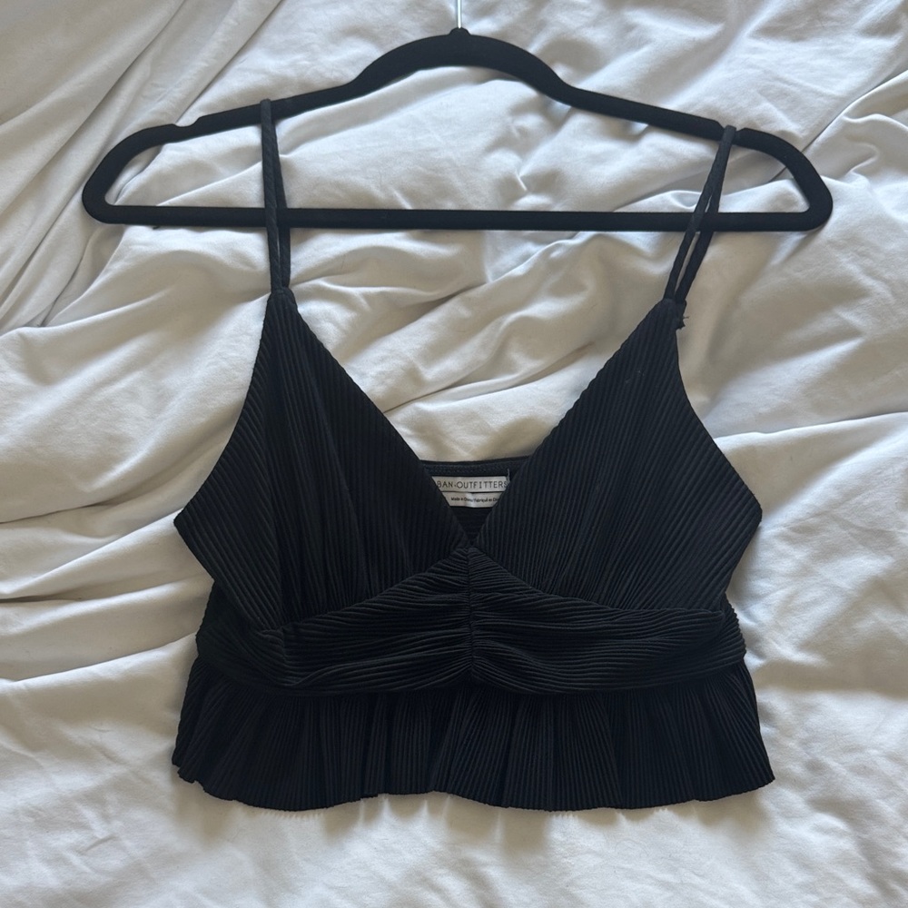 Urban Outfitters Black Pleated V-Neck Crop Cami